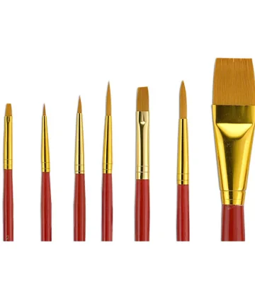 Economical Paint Brush Set No. 15 for Beginning Artists - Classic Golden Watercolor Brushes in Round, Liner,