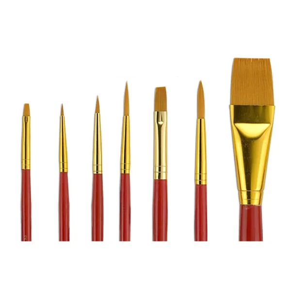 Economical Paint Brush Set No. 15 for Beginning Artists - Classic Golden Watercolor Brushes in Round, Liner,