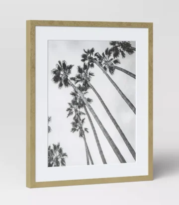 10.4" x 12.4" Matted to 8" x 10" Thin Metal Tabletop Frame Brass: Easel Back, Modern Decor