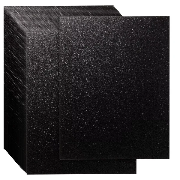 Bright Creations 24 Sheets Black Glitter Cardstock Paper for DIY Crafts, Birthday Card Making, Wedding Invitations, 280gsm, 8.5 x 11 In