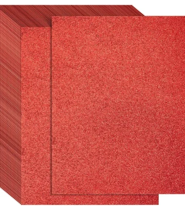Bright Creations 24 Sheets Red Glitter Cardstock Paper for Scrapbooking, Arts, DIY Sparkle Crafts, 280gsm, 8.5 x 11 In